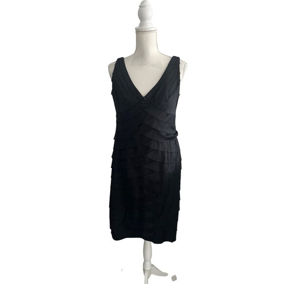 JONES NEW YORK Black Layered Cocktail Dress Size 12 - Picture 8 of 9